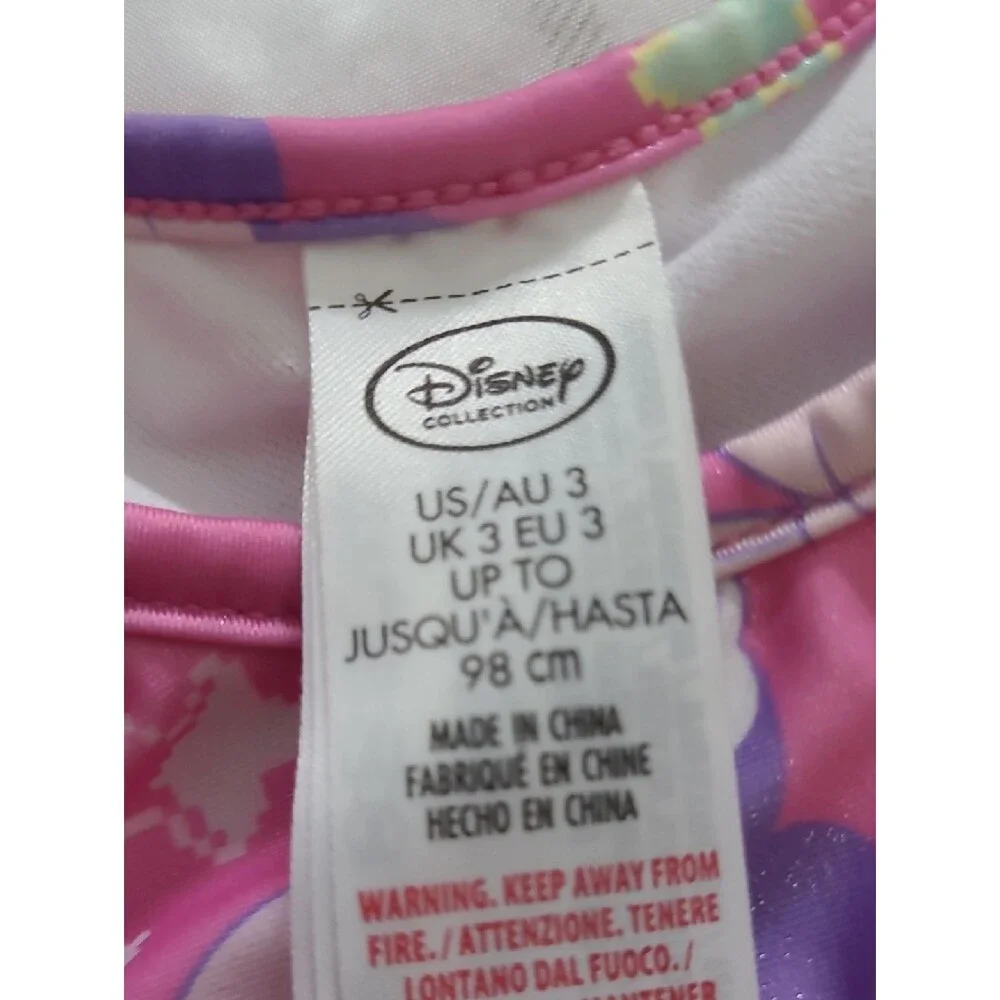 Disney 3T Girls Pink & Purple Minnie Swim Top and Ruffle Bottoms 2 piece set